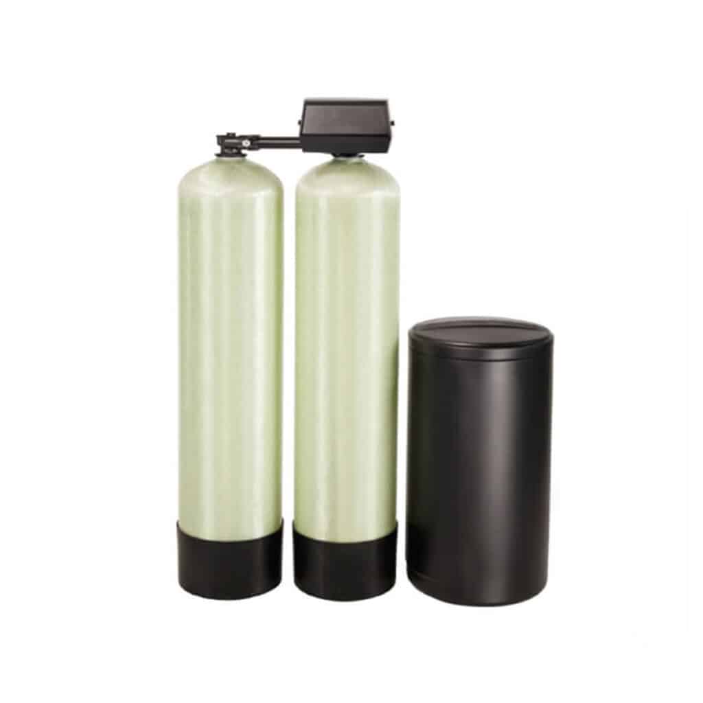 Twin alternating fiberglass water softener system