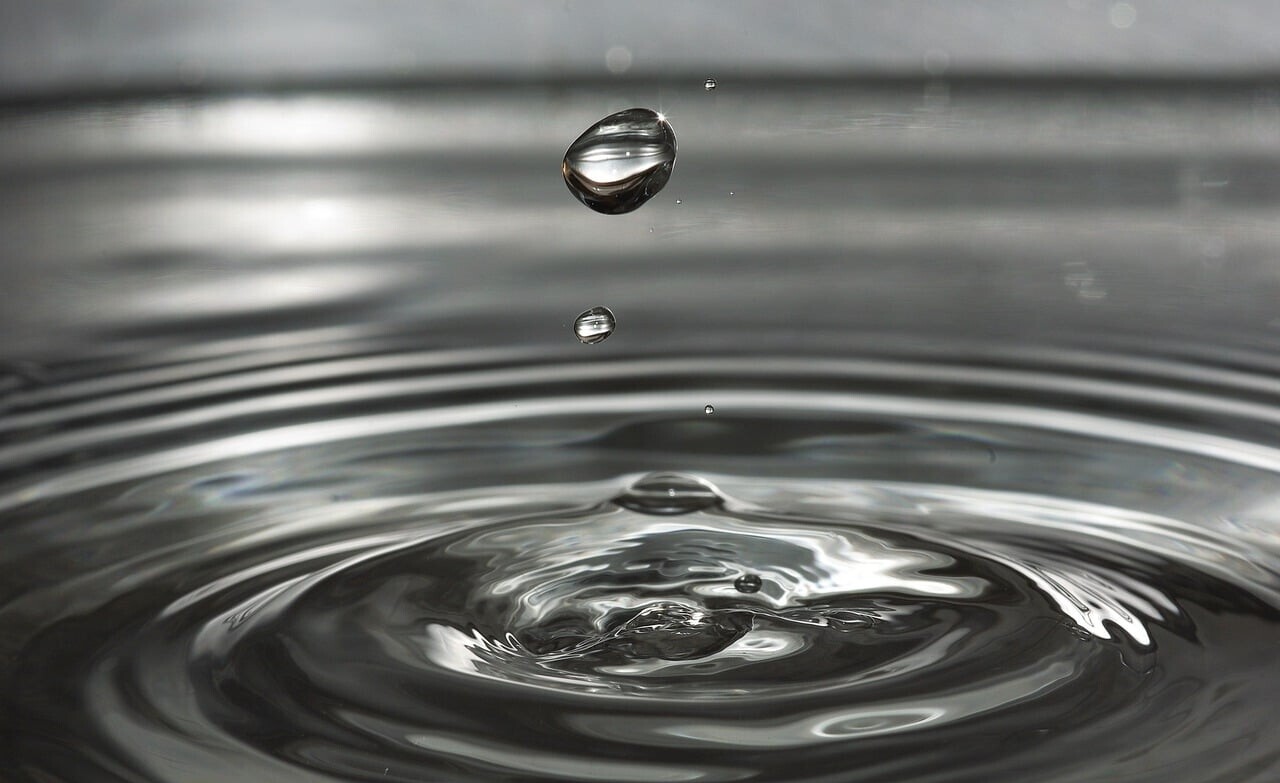 water drop from industrial water softener ripples