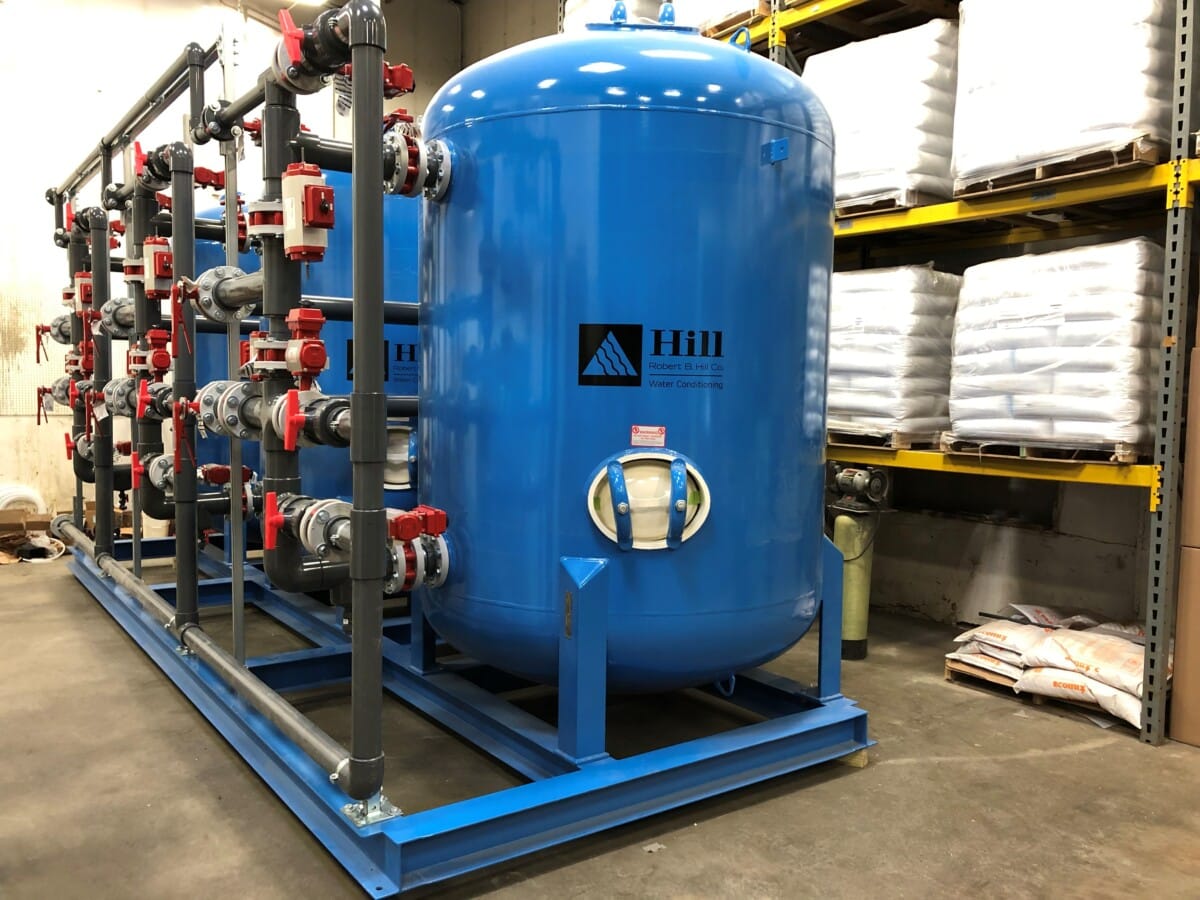 Triplex commercial water softening system